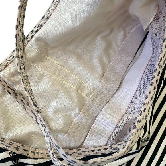 Lululemon Light Pink & Black Striped Racerback Tank Top w/ Built in Bra 4 - Picture 13 of 15